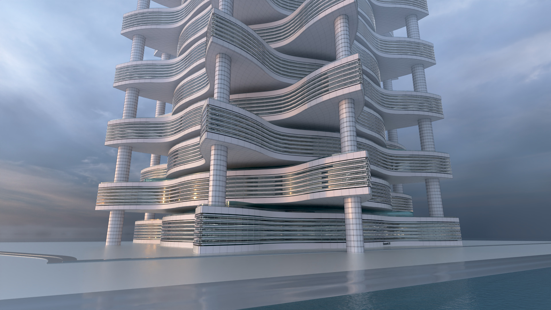 Futuristic Building Concept V2-10 3D model_13