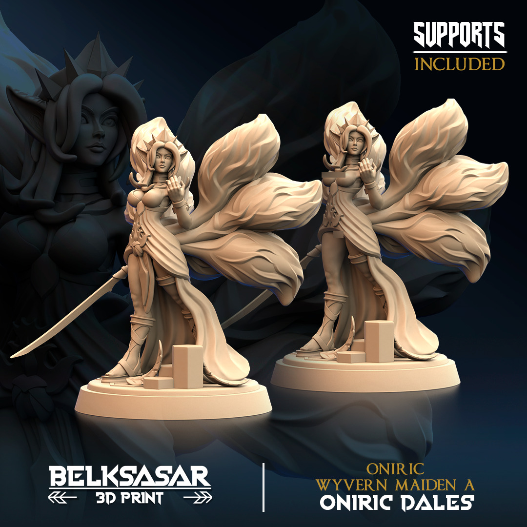 Oniric Wyvern Maiden Nude and Normal Set x4 3D print model_3