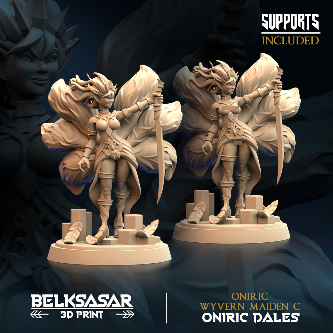 Oniric Wyvern Maiden Nude and Normal Set x4 3D print model_1