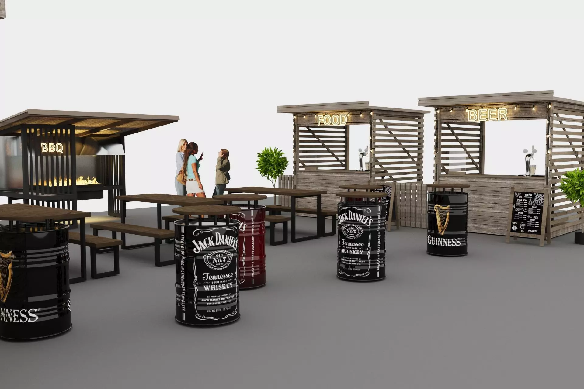 street food restaurant loft 3D model