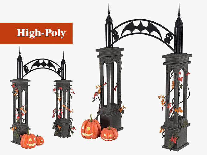 cemetery gate high-poly 3D model