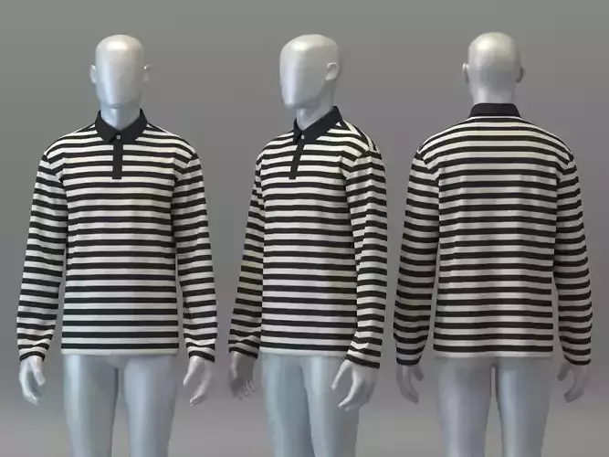 Striped Long Sleeve Polo Shirt