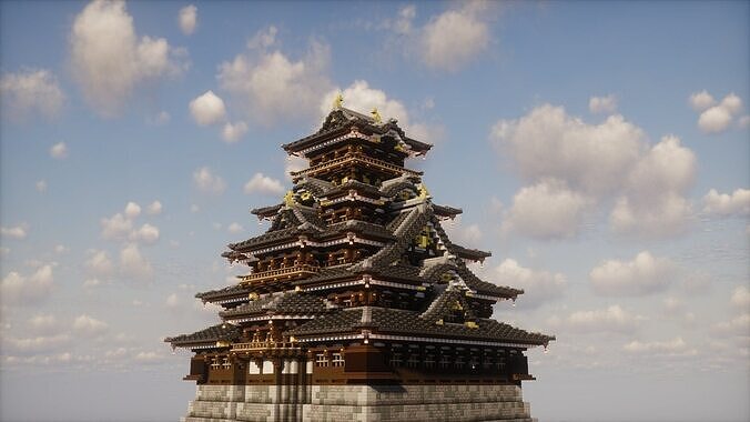  Japanese Castle  - 3D GLB MODEL  Jiu Yue Castle Hatogoe 3D model