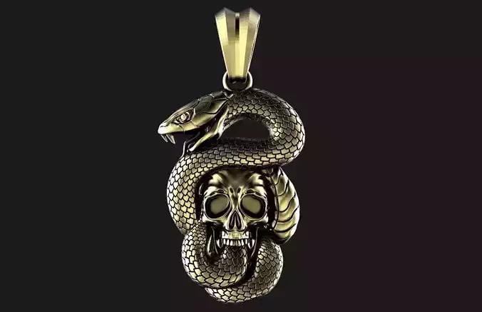 Snake and skull pendant 
