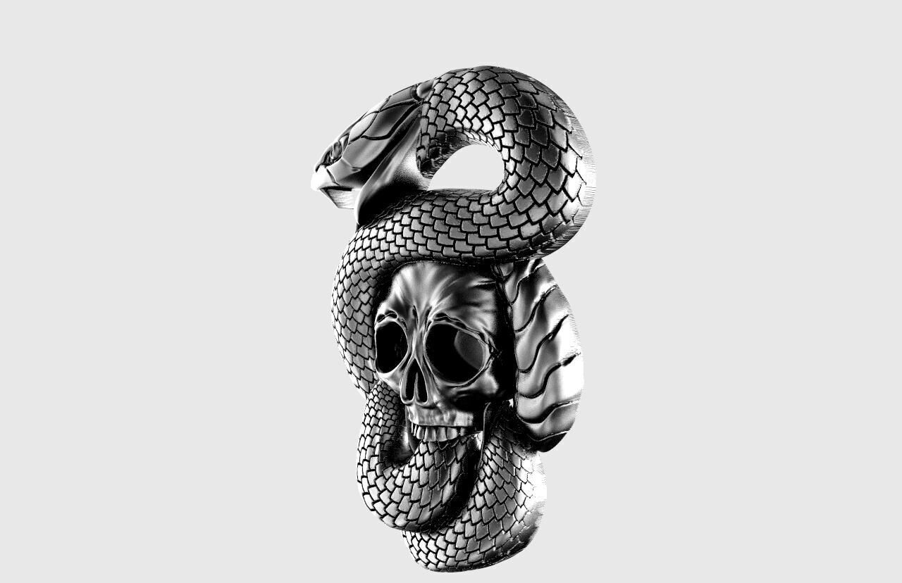 Snake and skull pendant  3D print model_5