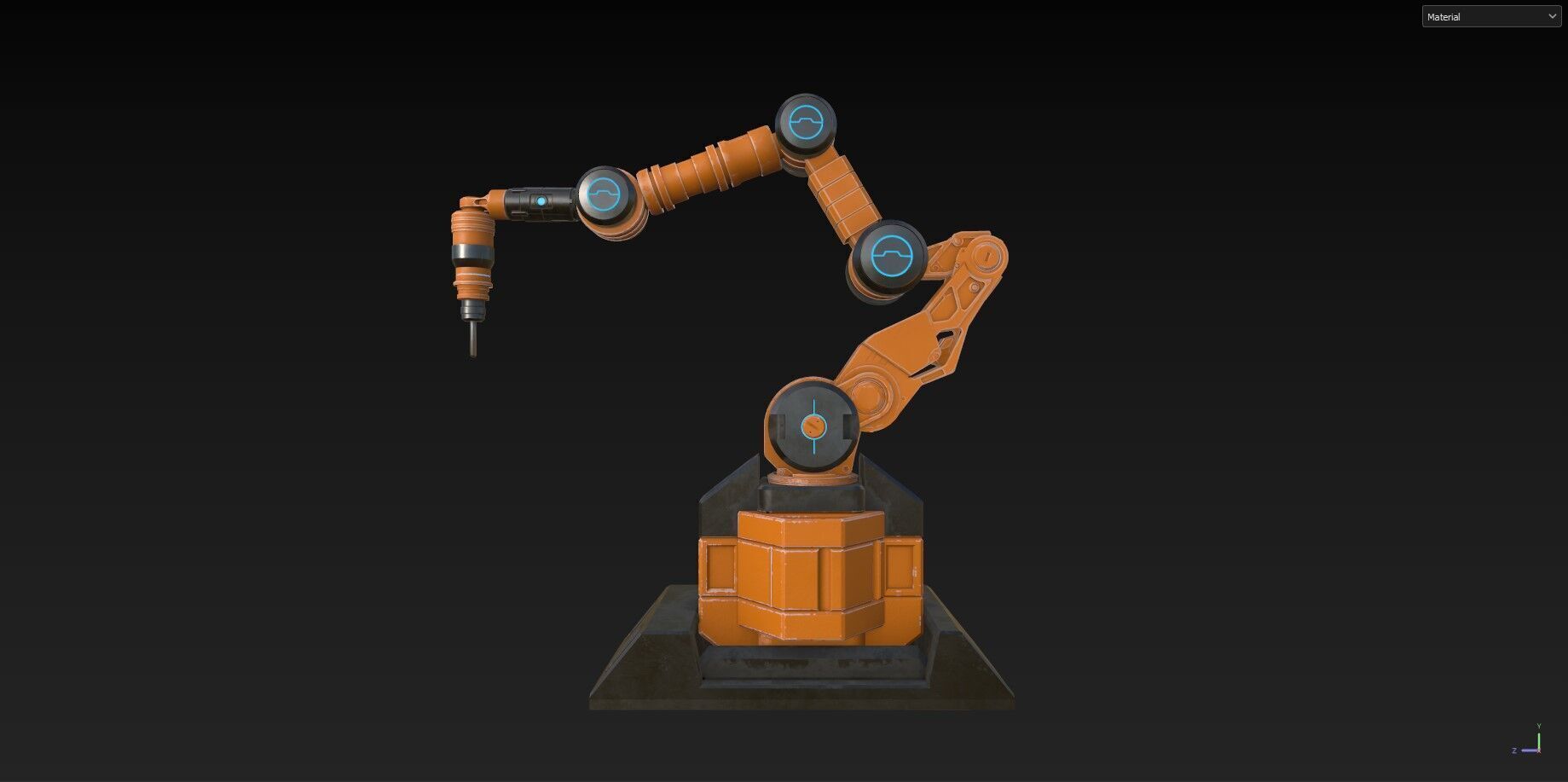 Industrial Robot Arm - 2  - Textured 3D model_10