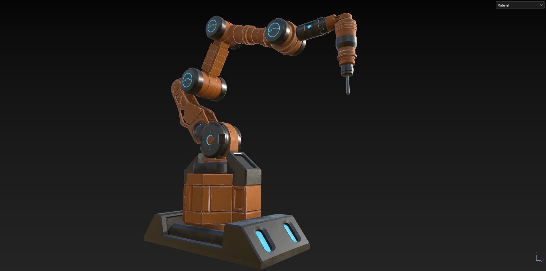 Industrial Robot Arm - 2  - Textured 3D model_8