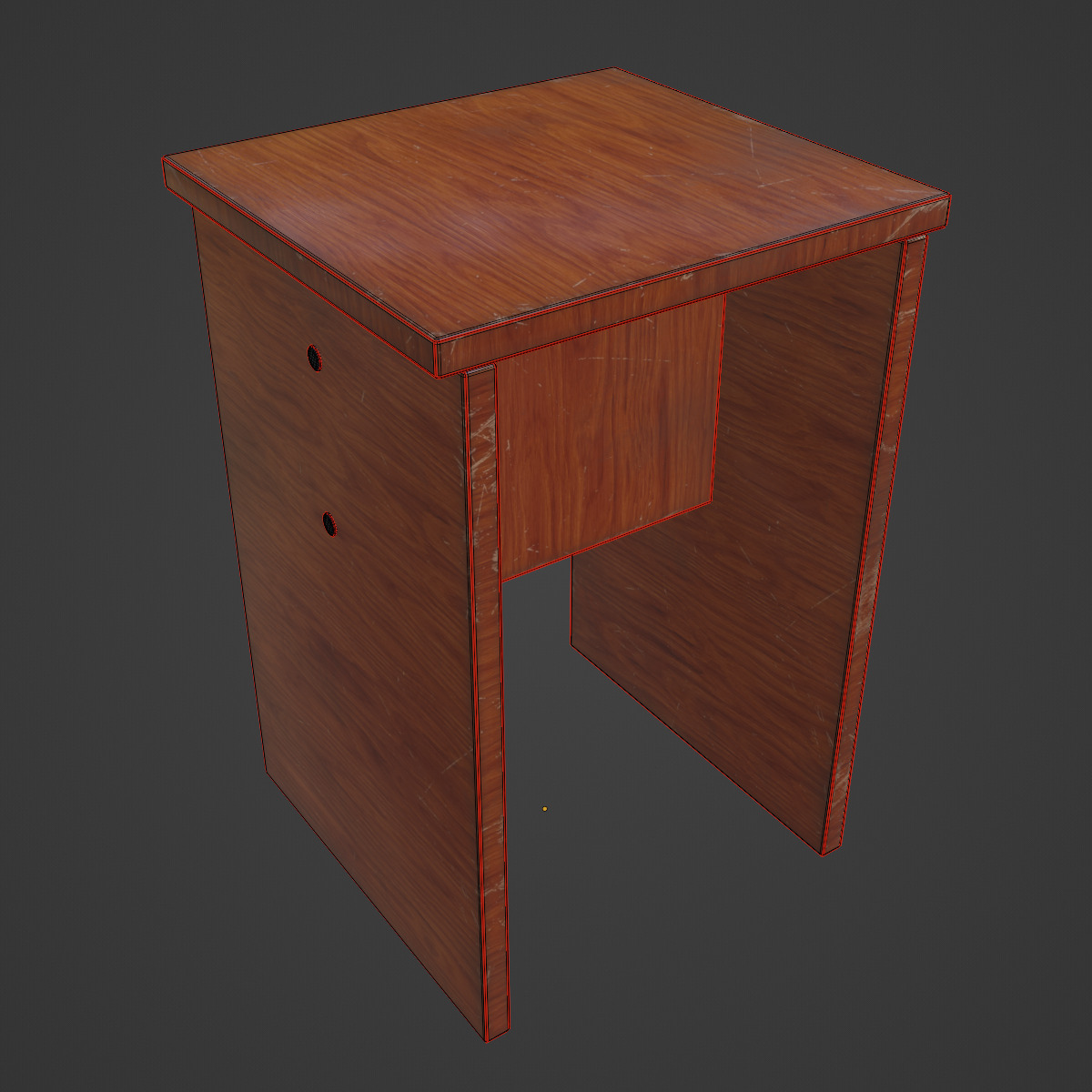 Wooden Stool 03 Low-poly 3D model_7