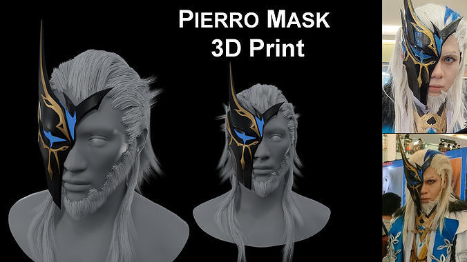 Pierro 3D print mask cosplay Genshin Impact 3D print model
