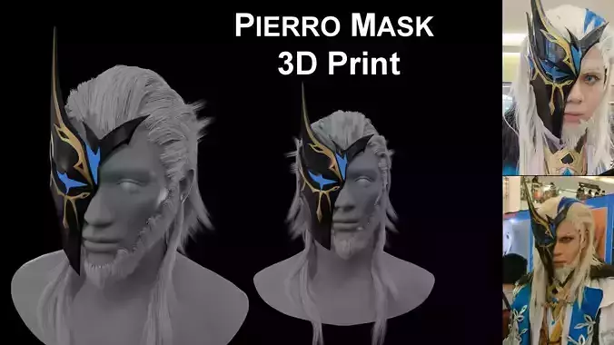 Pierro 3D print mask cosplay Genshin Impact