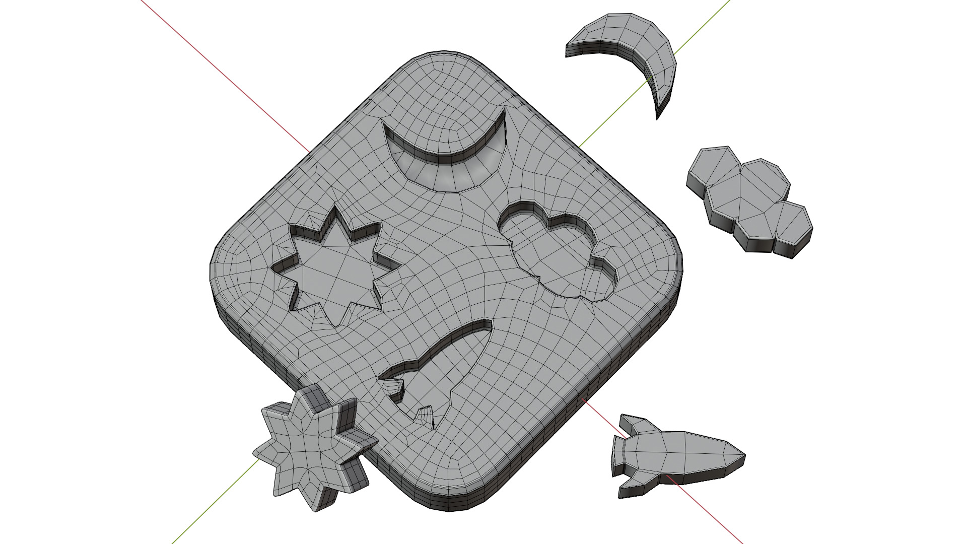 kids wooden shape matching toy Shapes Sorting Toy for Kids 3D model_4