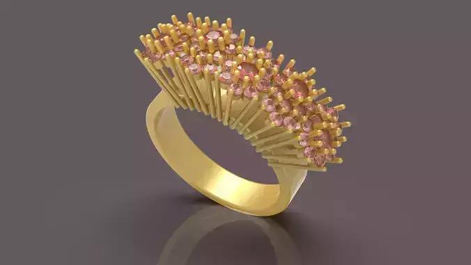 Diamond Ladies Ring - 0018 3D print model