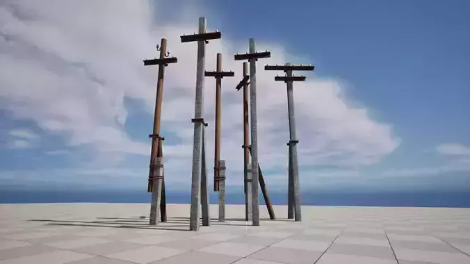 Electric Poles Low-poly 3D model