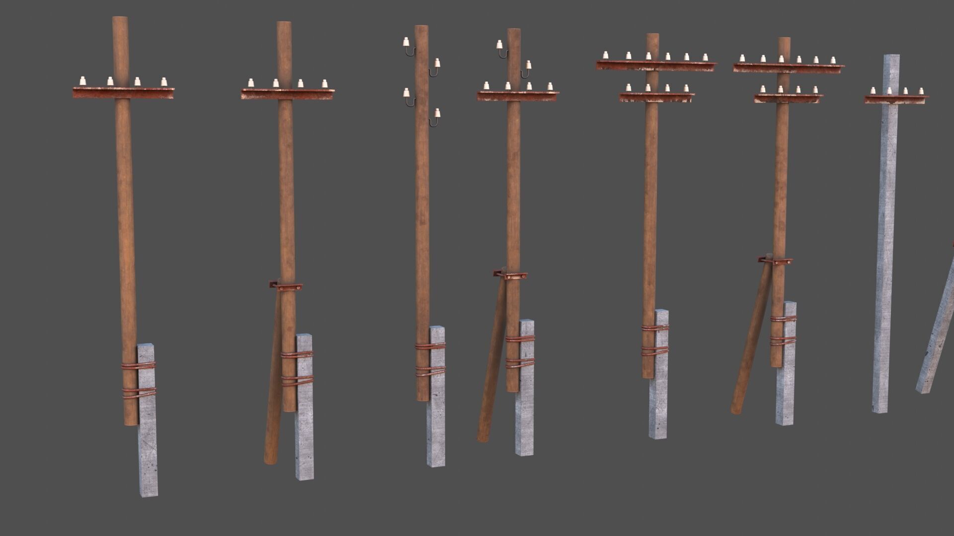 Electric Poles Low-poly 3D model_8