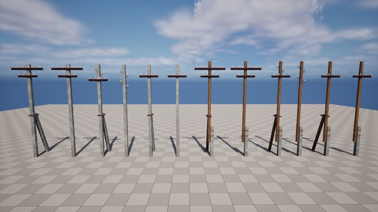 Electric Poles Low-poly 3D model_3