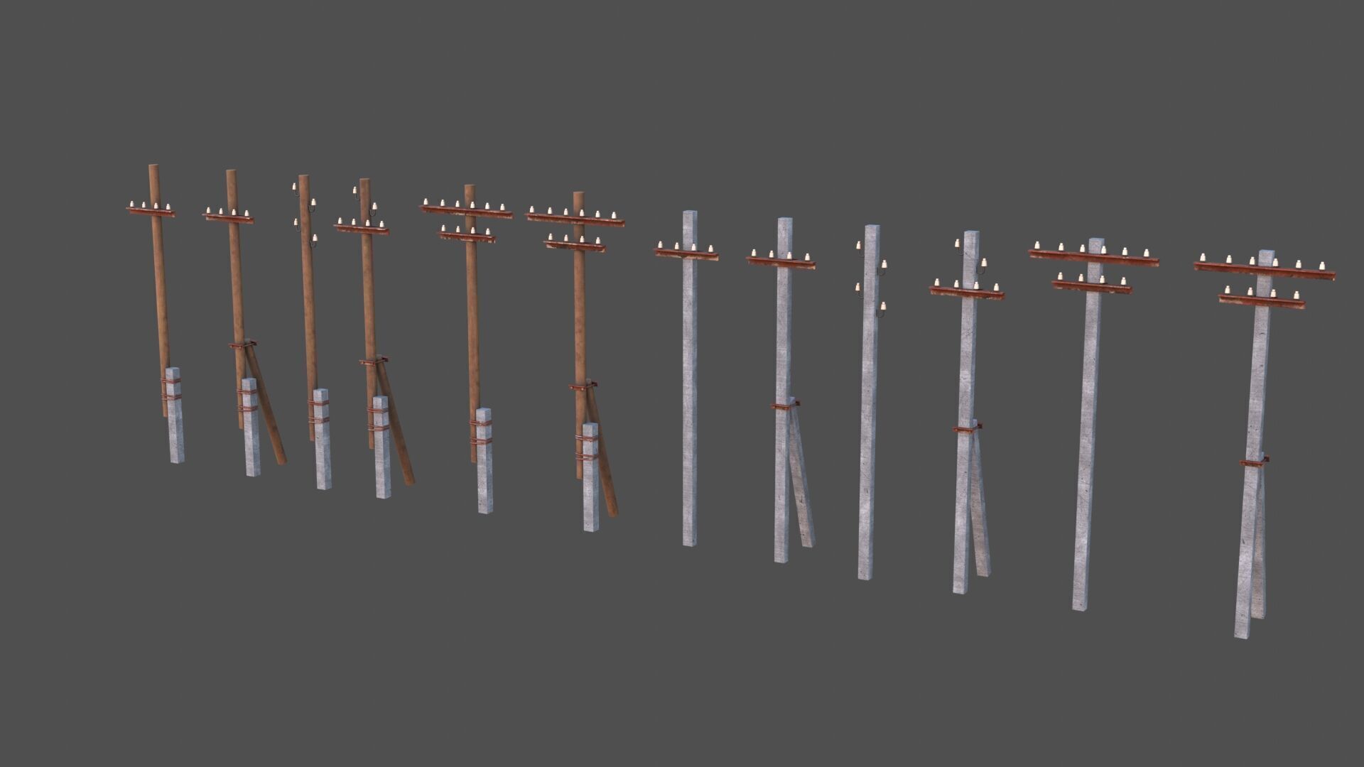 Electric Poles Low-poly 3D model_6