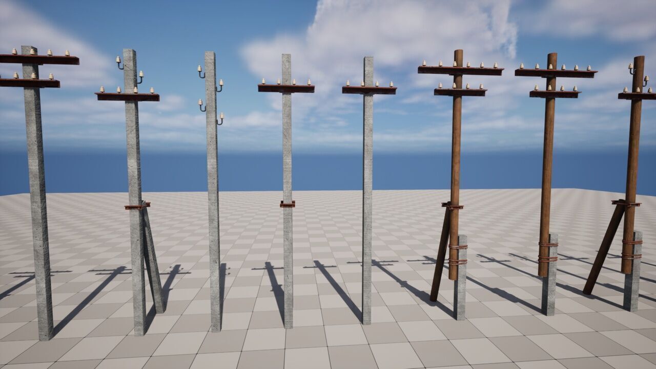 Electric Poles Low-poly 3D model_4