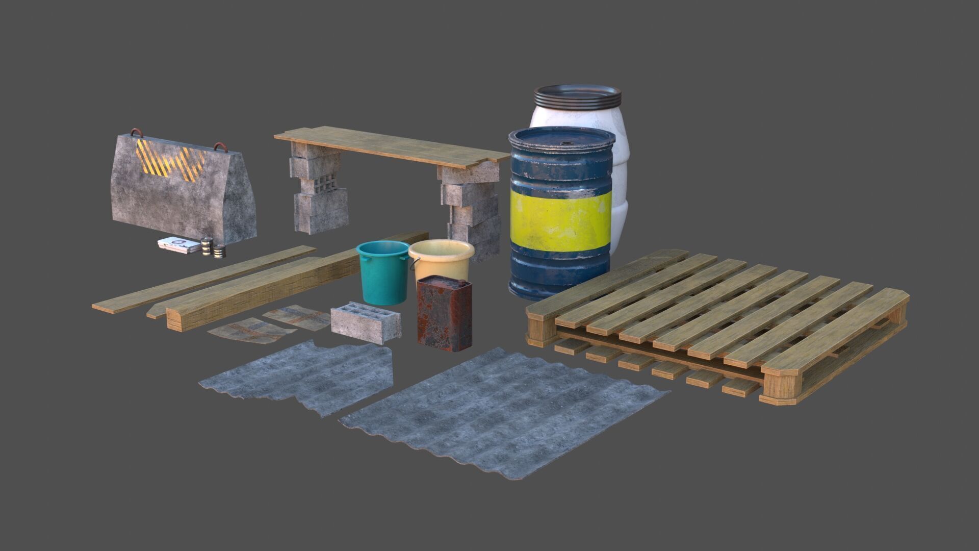 Post Apocalyptic Props Low-poly 3D model_4