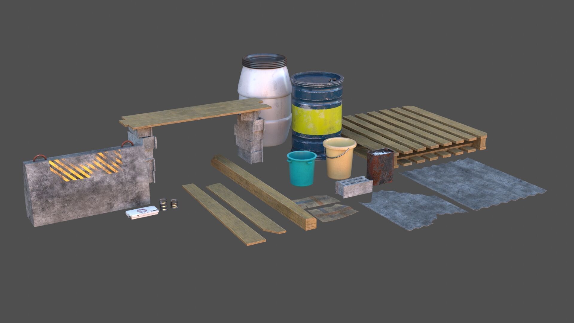 Post Apocalyptic Props Low-poly 3D model_3