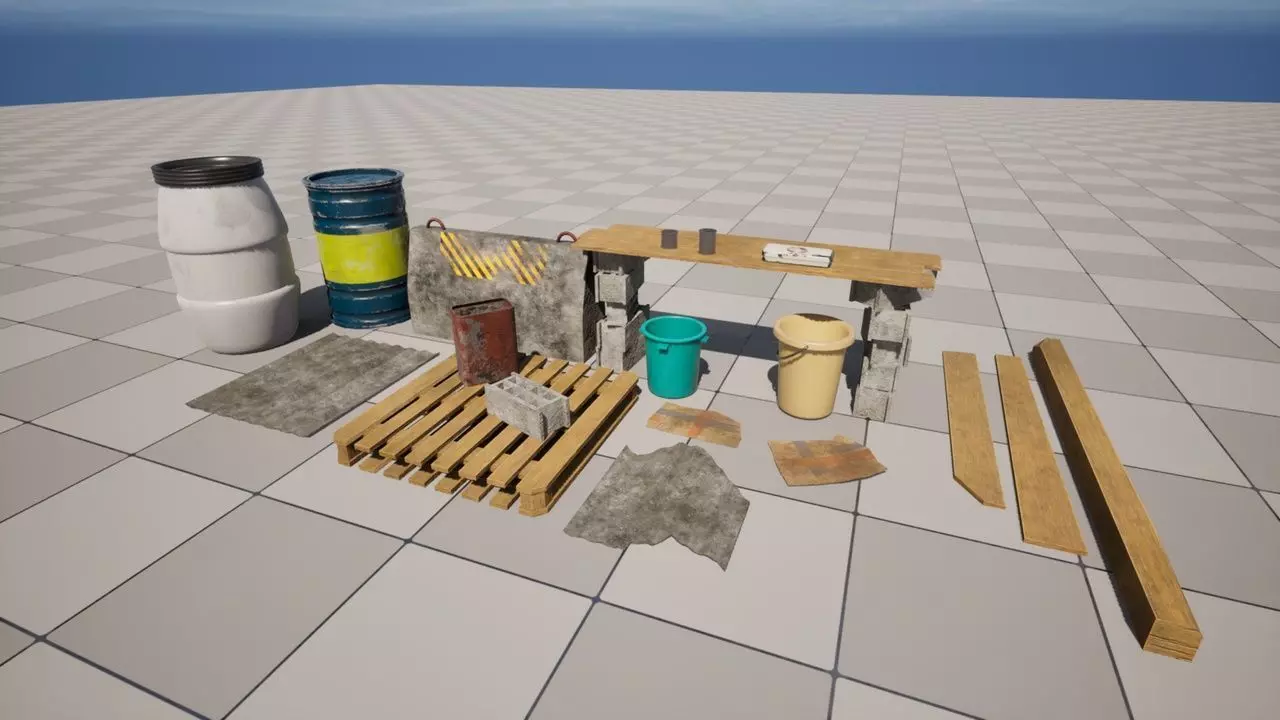 Post Apocalyptic Props Low-poly 3D model_0