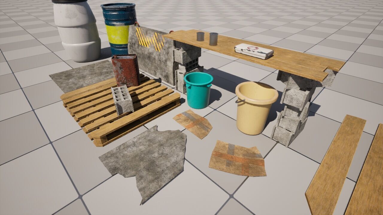 Post Apocalyptic Props Low-poly 3D model_2