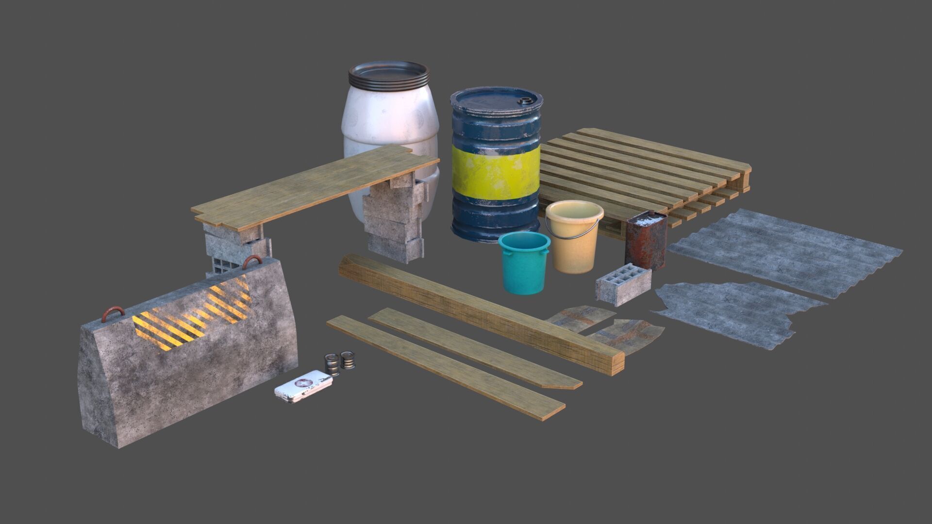 Post Apocalyptic Props Low-poly 3D model_5