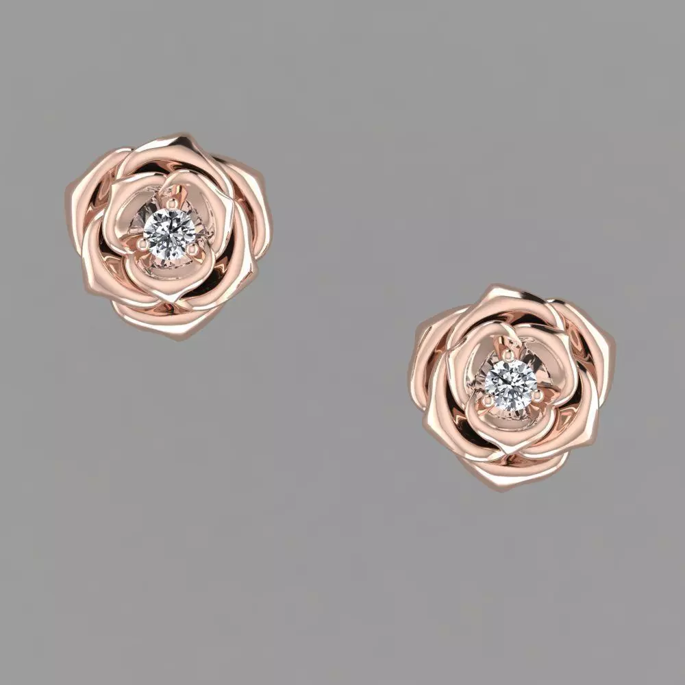 Rose Earring 3D print model_5