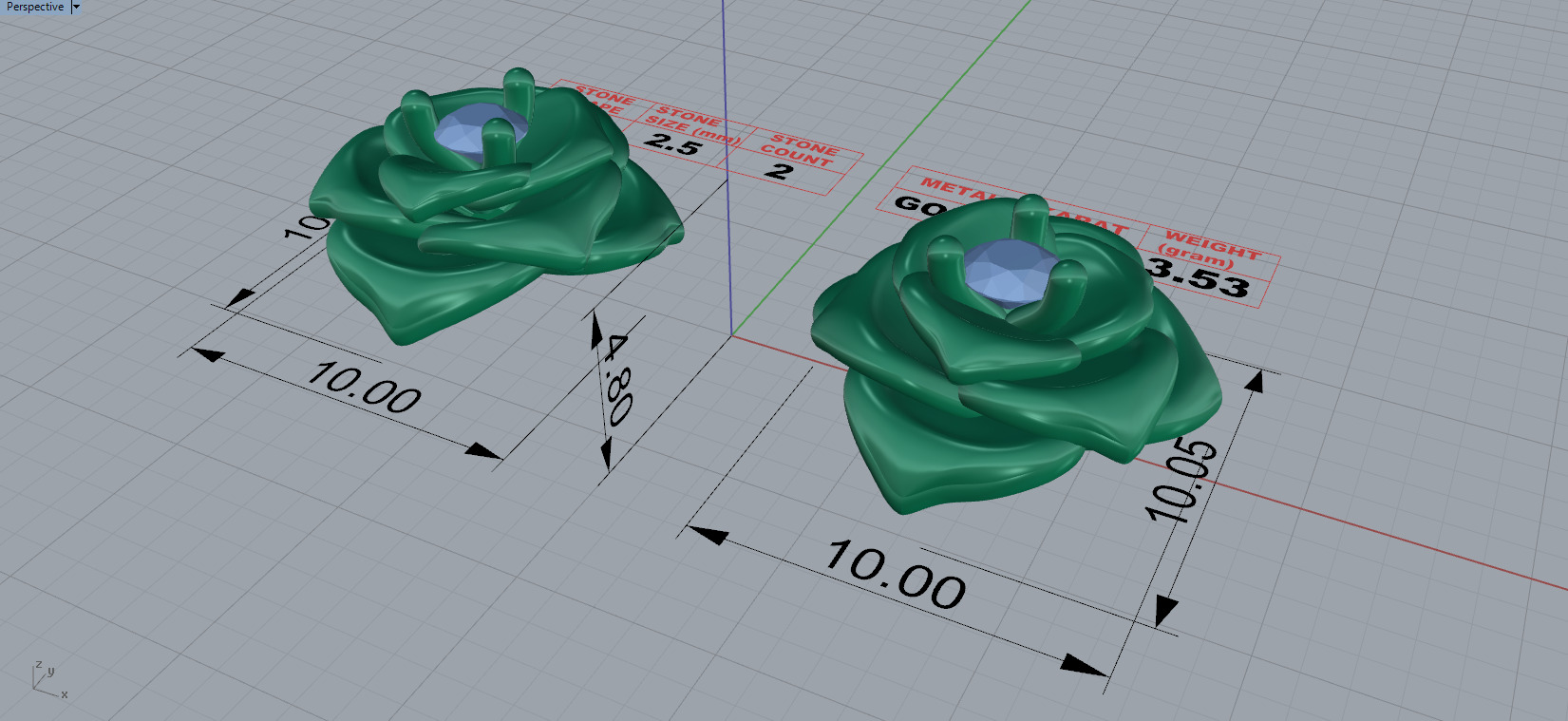 Rose Earring 3D print model_7