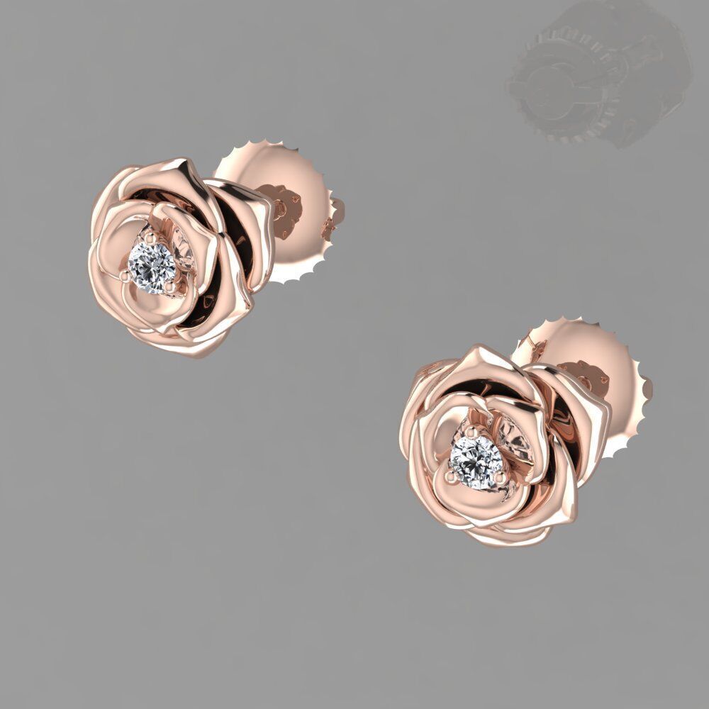 Rose Earring 3D print model_6
