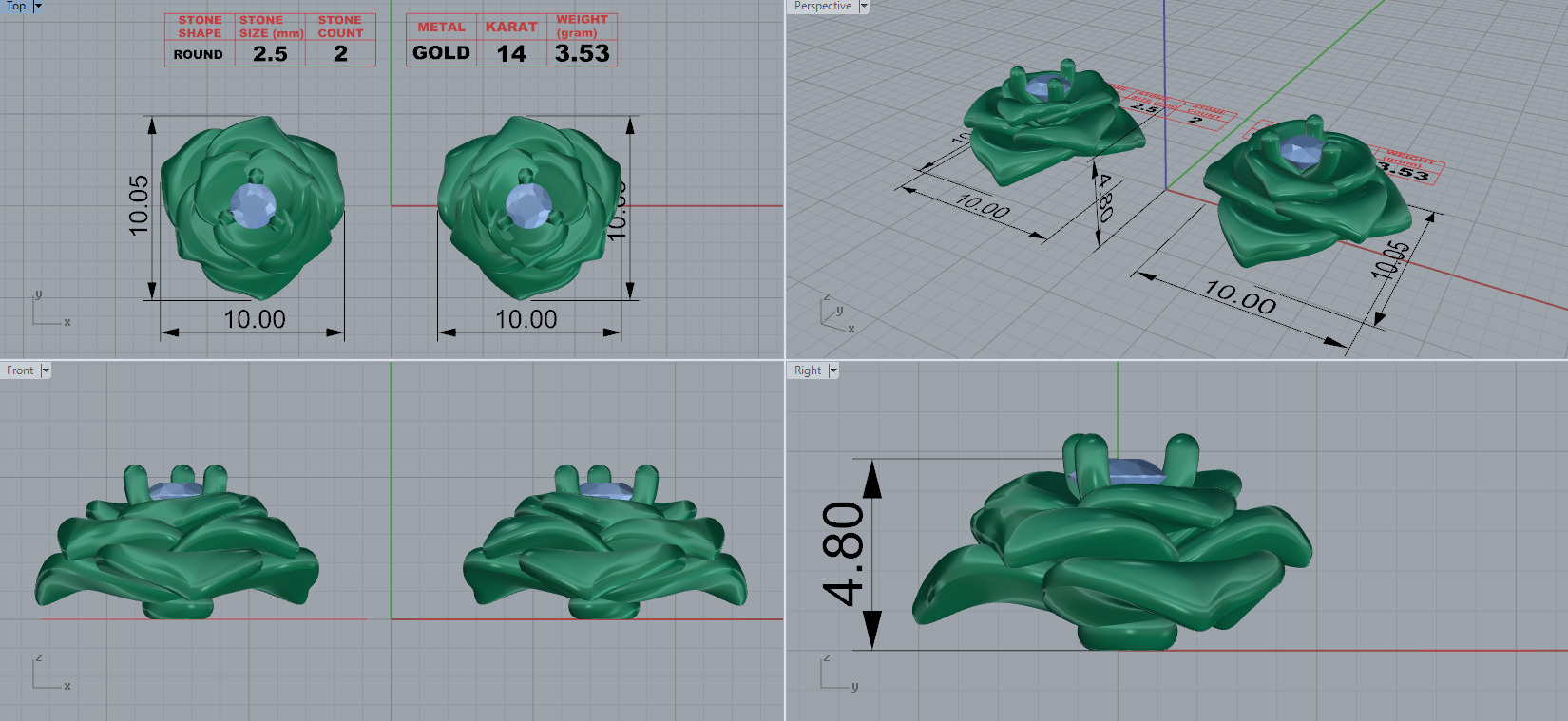 Rose Earring 3D print model_8