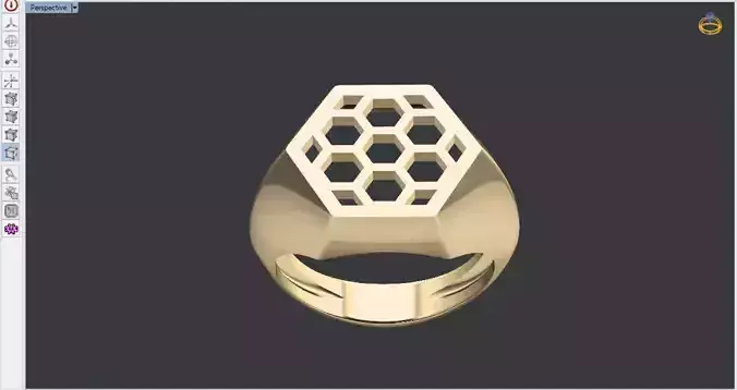 signet ring with honeycomb pattern Free 3D print model