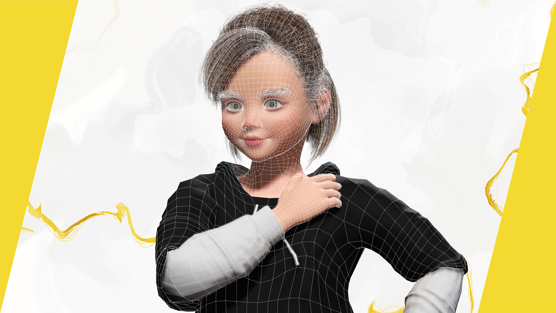 Adorable Stylized Girl Character Game Ready Charming Low-poly 3D model_2