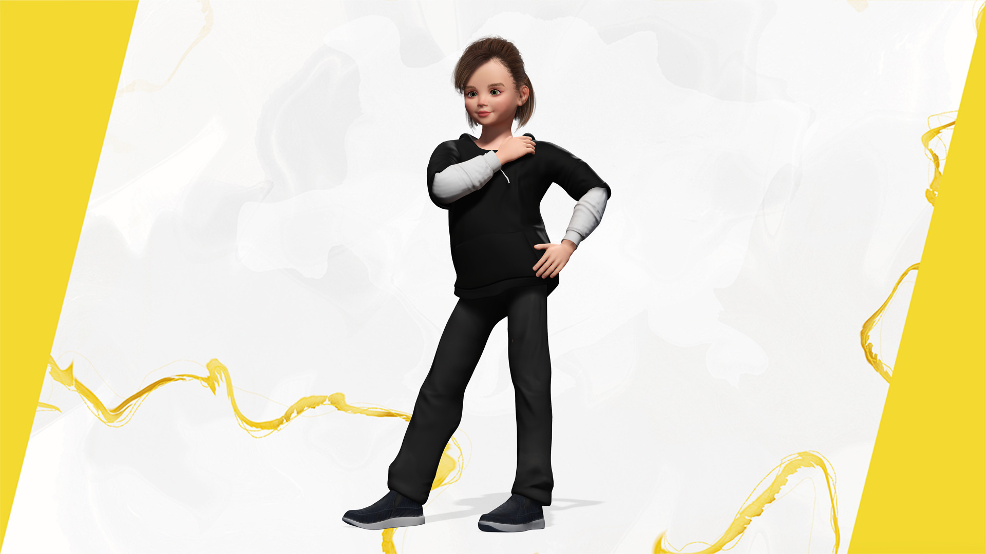 Adorable Stylized Girl Character Game Ready Charming Low-poly 3D model_5