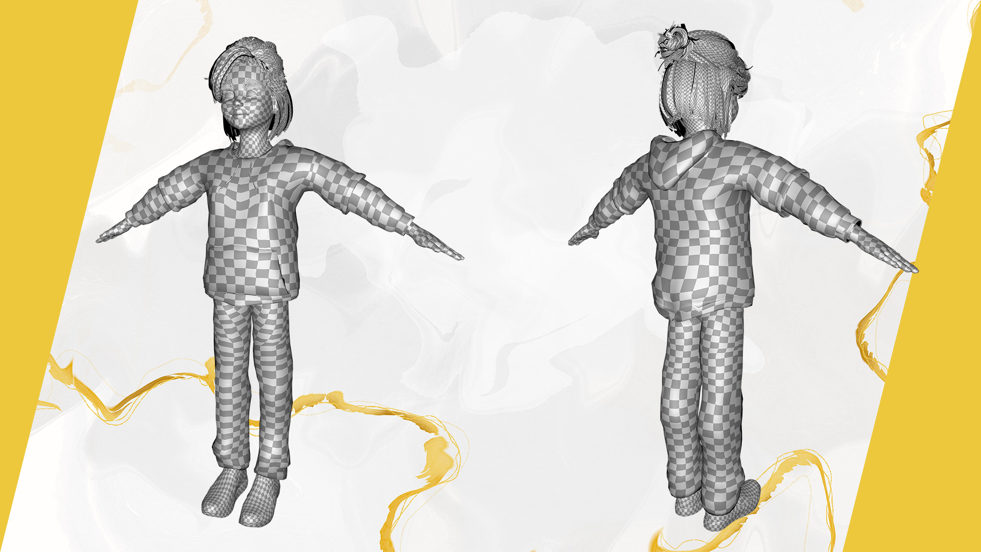 Adorable Stylized Girl Character Game Ready Charming Low-poly 3D model_26