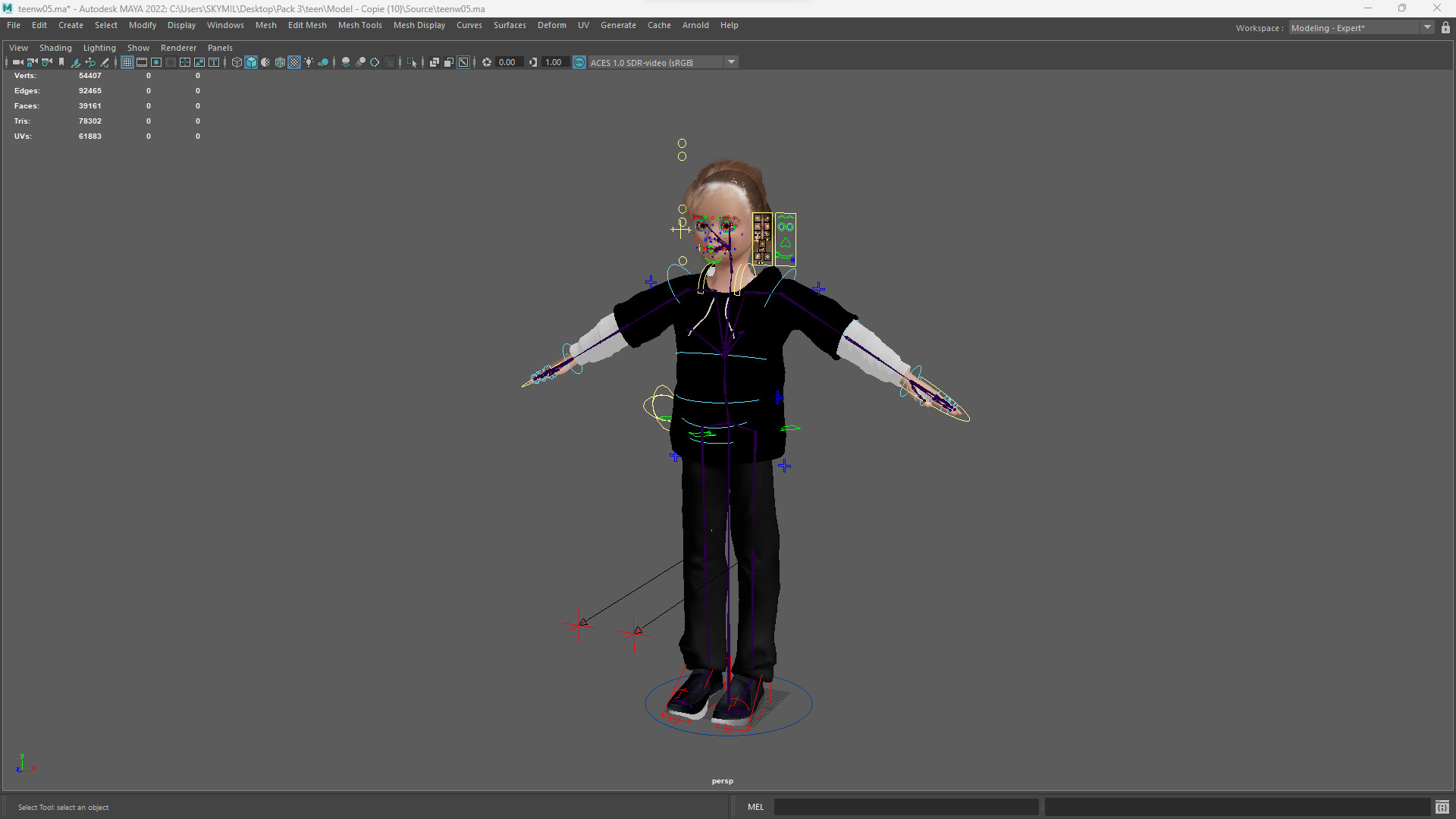 Adorable Stylized Girl Character Game Ready Charming Low-poly 3D model_19