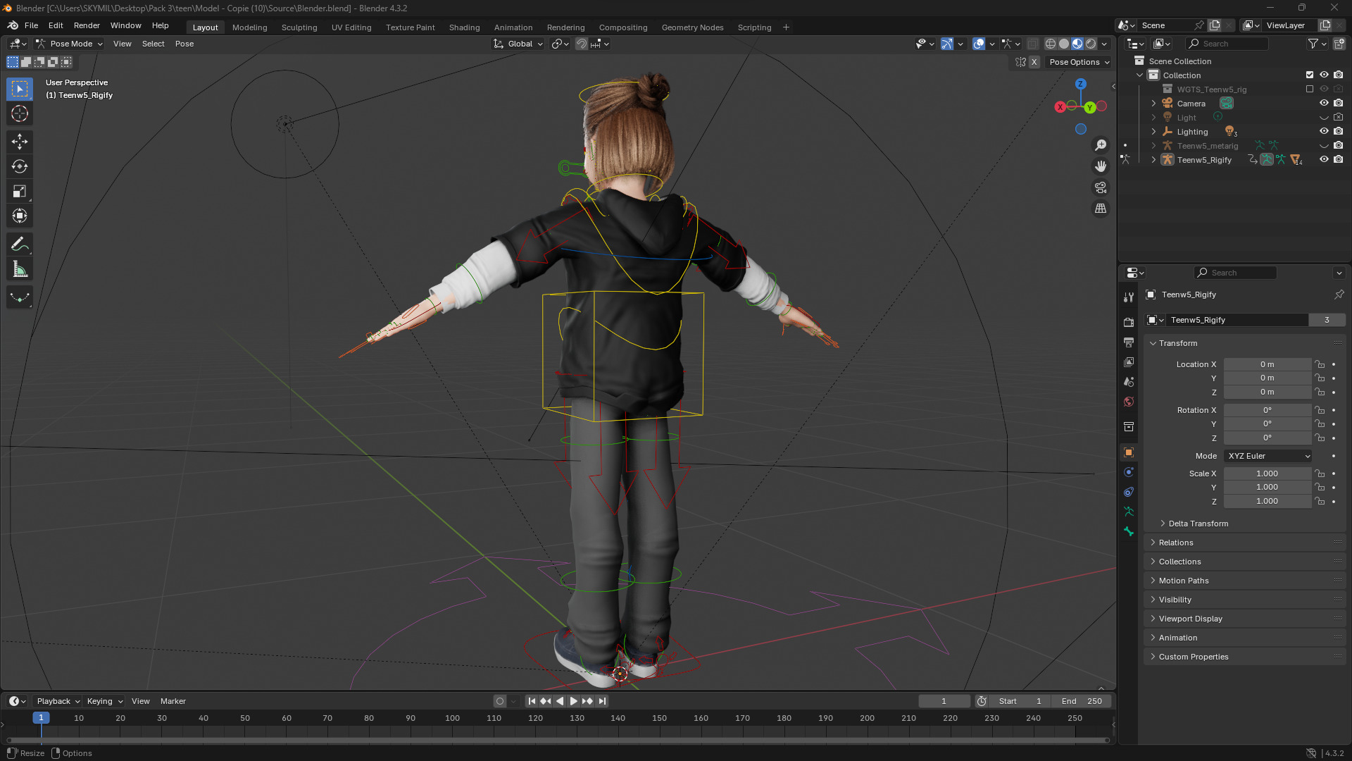 Adorable Stylized Girl Character Game Ready Charming Low-poly 3D model_16