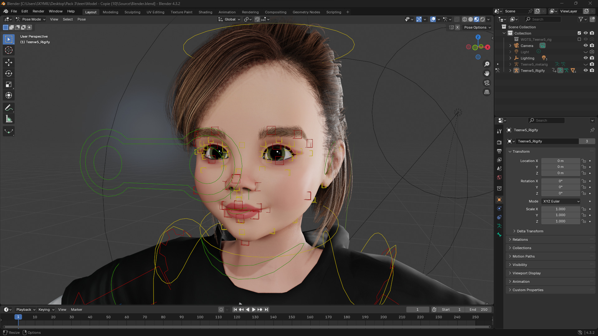 Adorable Stylized Girl Character Game Ready Charming Low-poly 3D model_17