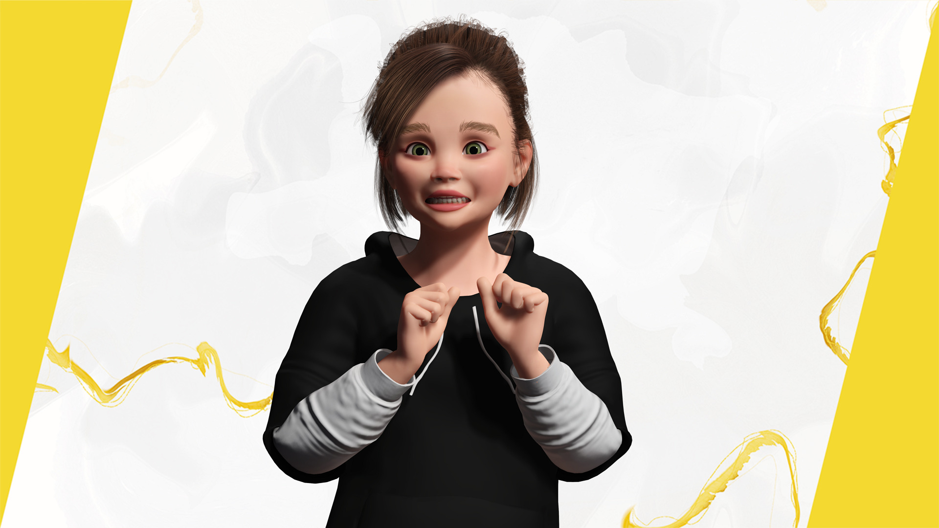 Adorable Stylized Girl Character Game Ready Charming Low-poly 3D model_12