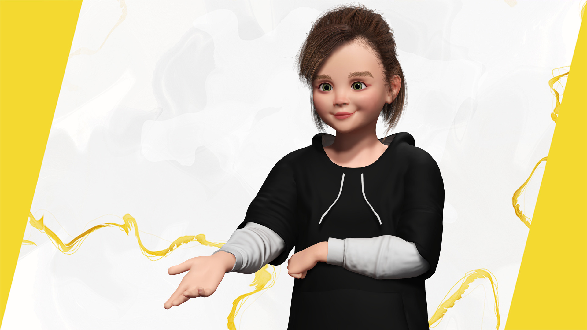 Adorable Stylized Girl Character Game Ready Charming Low-poly 3D model_9