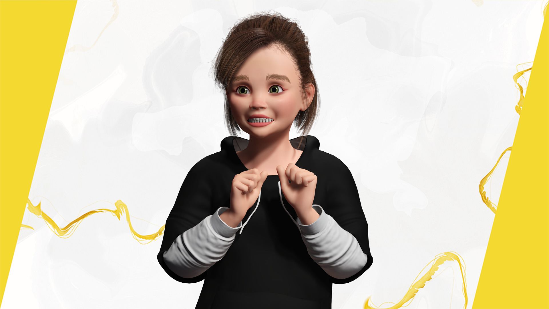 Adorable Stylized Girl Character Game Ready Charming Low-poly 3D model_8