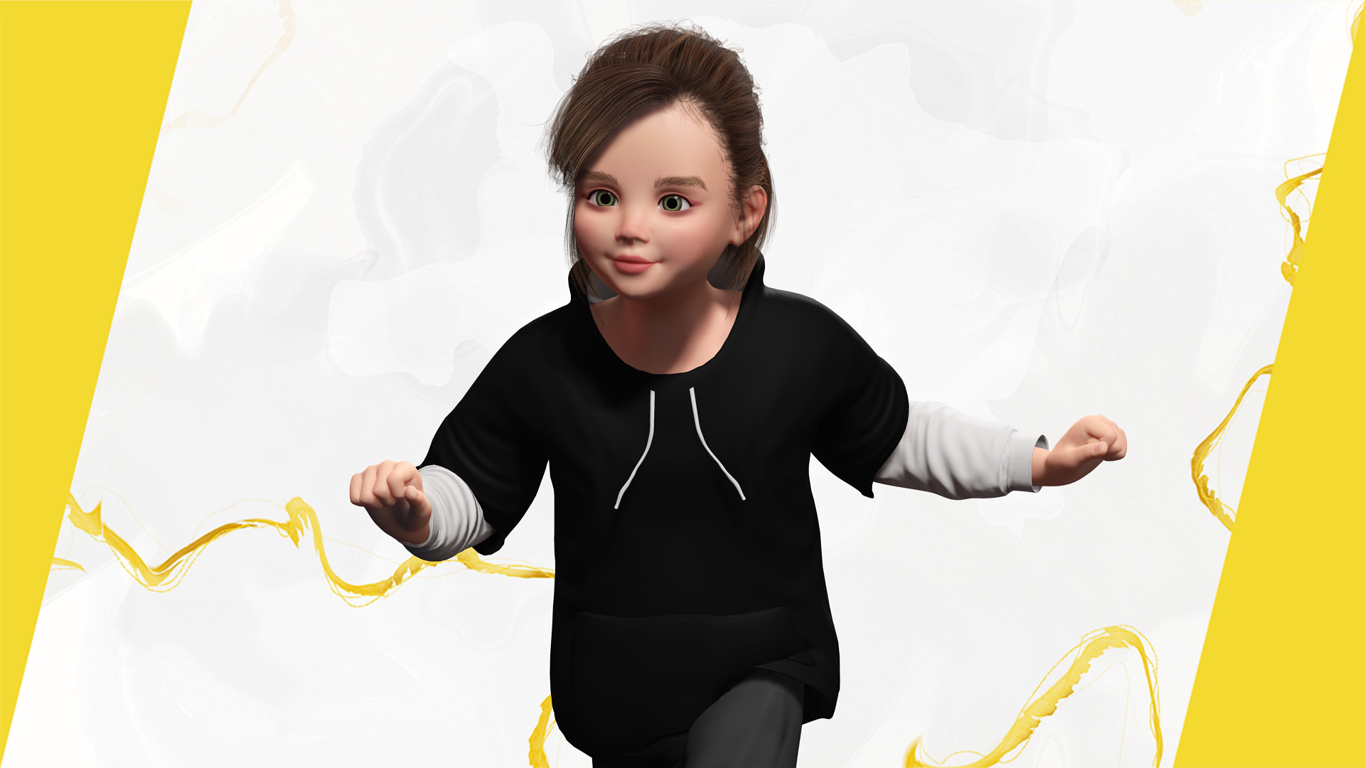 Adorable Stylized Girl Character Game Ready Charming Low-poly 3D model_7