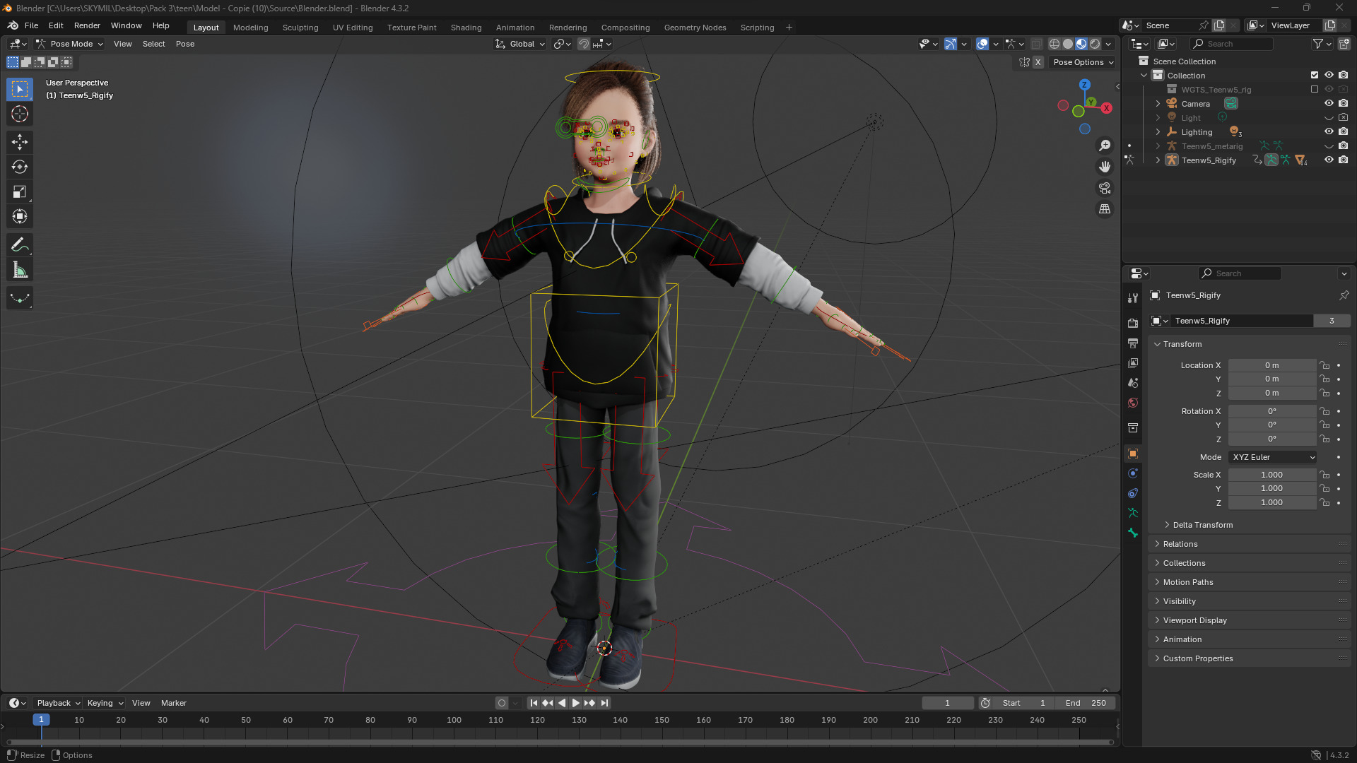 Adorable Stylized Girl Character Game Ready Charming Low-poly 3D model_15