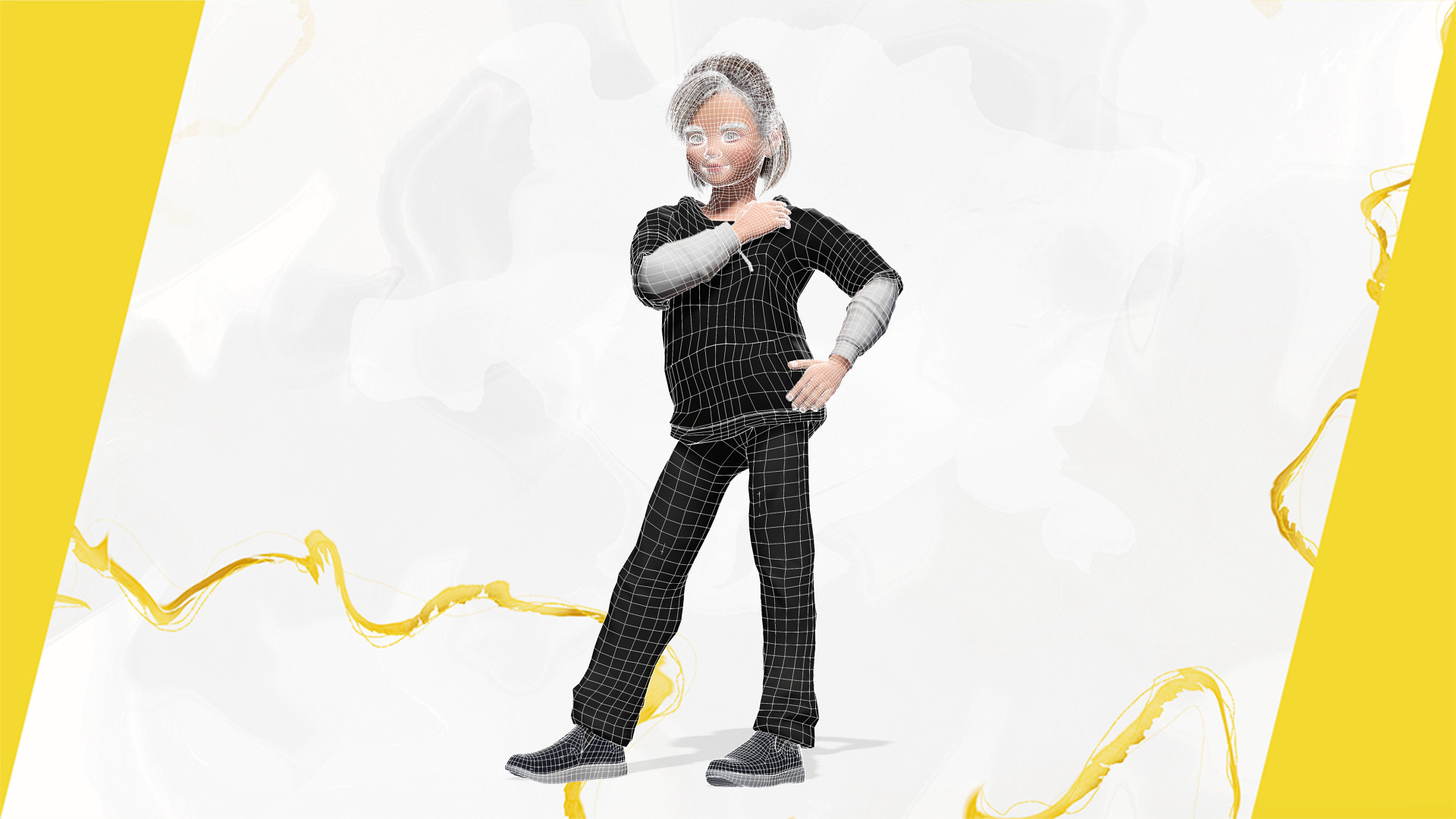 Adorable Stylized Girl Character Game Ready Charming Low-poly 3D model_13