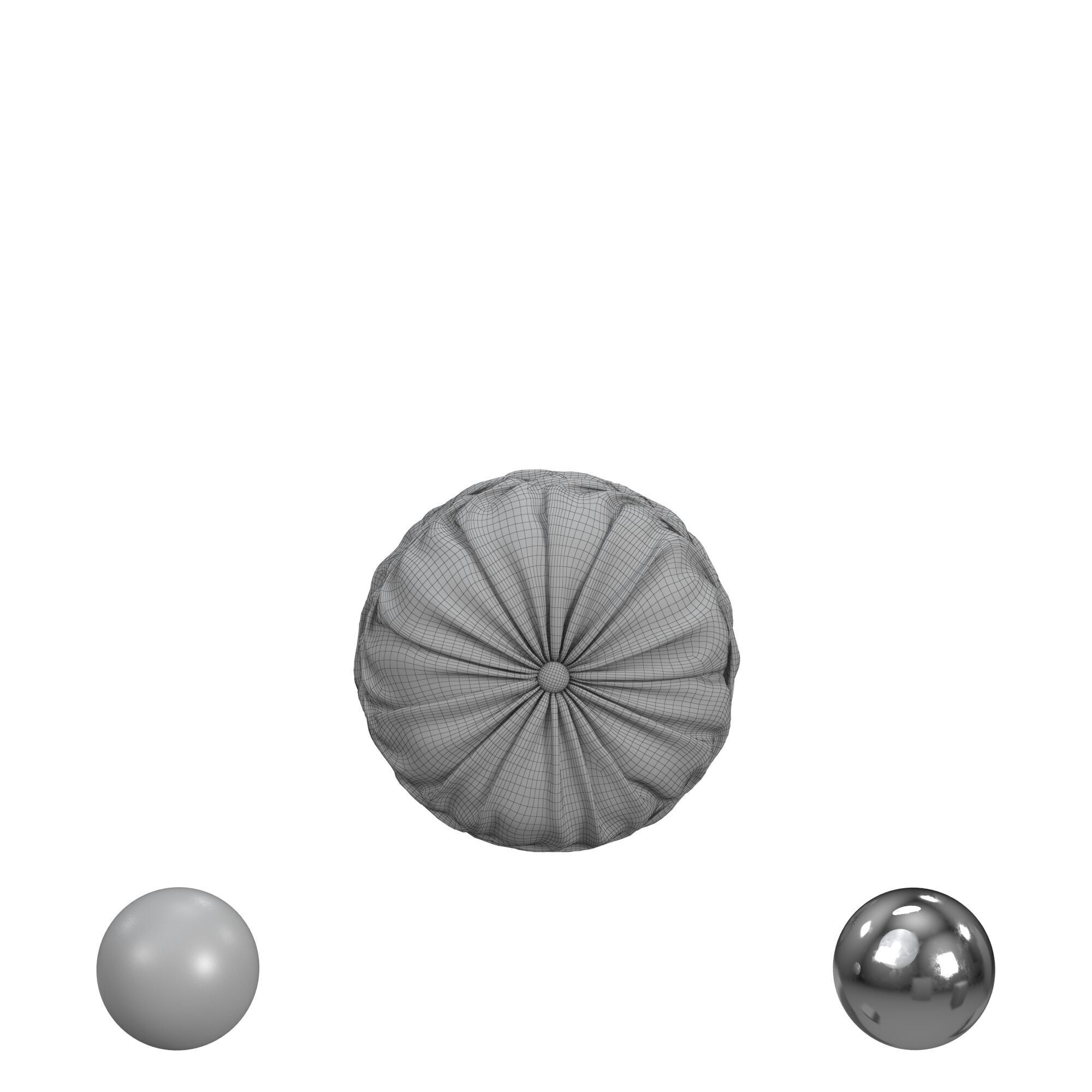 Velvet Pleated Round Pillow 3D model_3