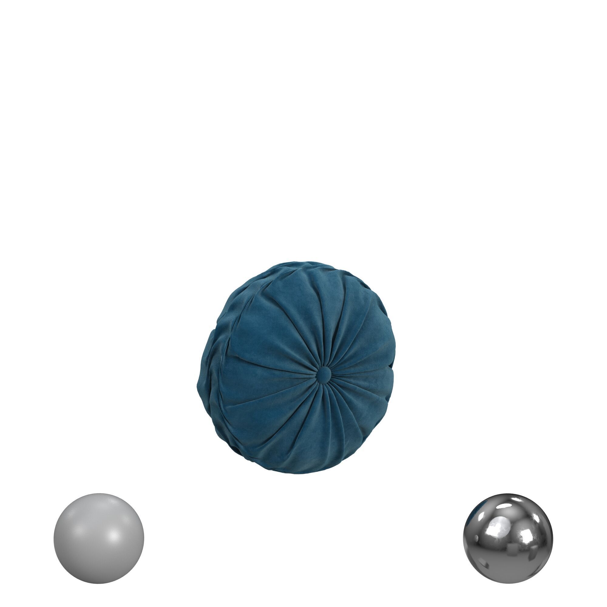 Velvet Pleated Round Pillow 3D model_1
