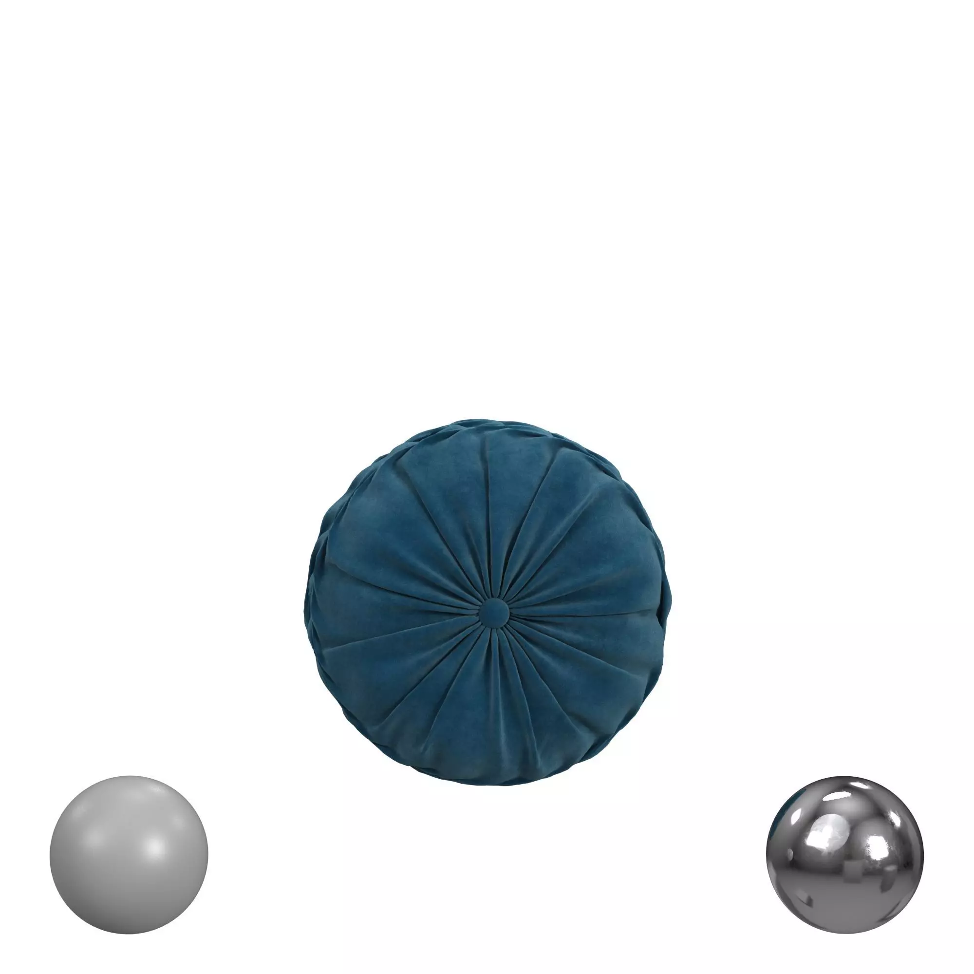 Velvet Pleated Round Pillow 3D model_0