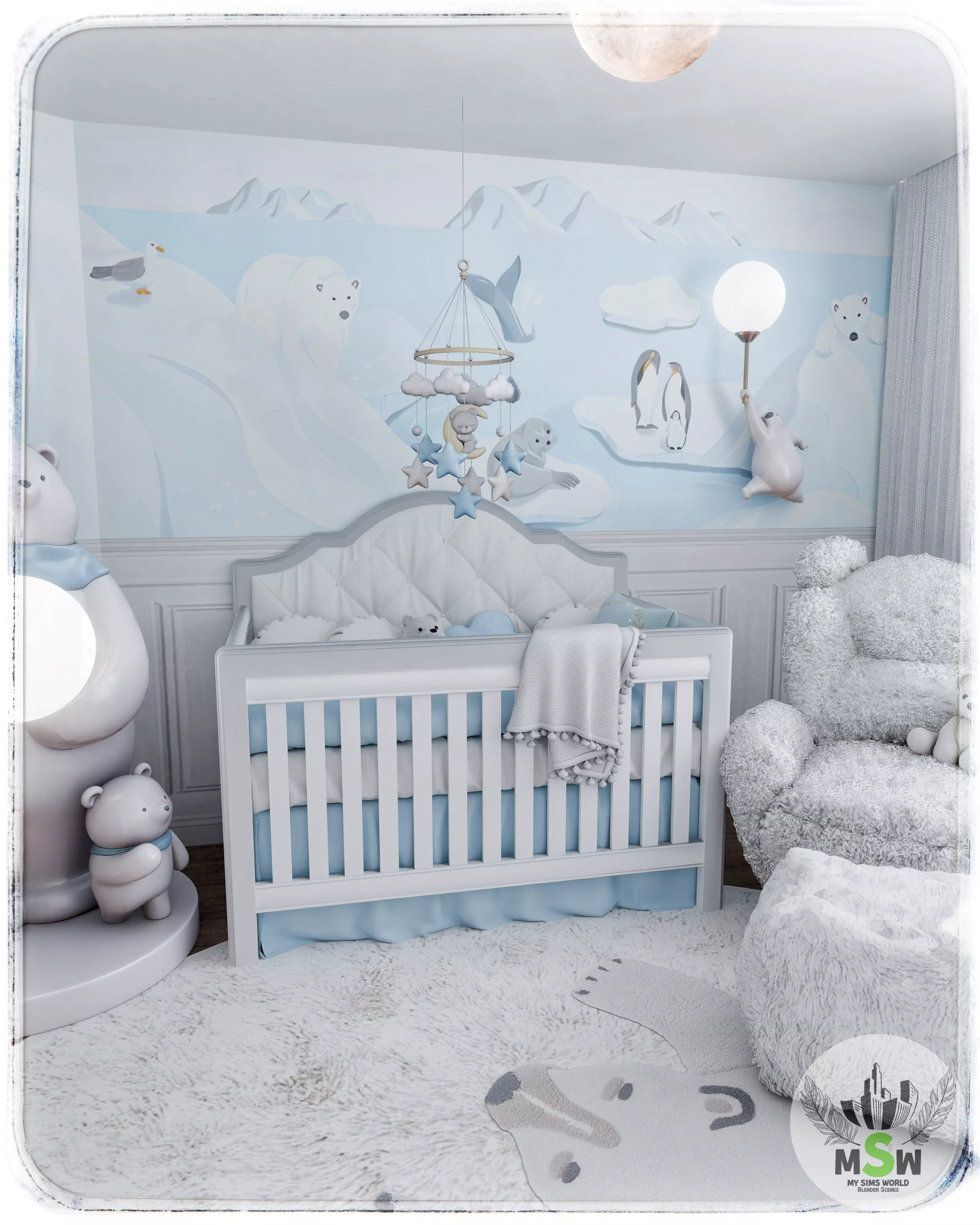 Winter Baby Room Blender Scene 3D model_0