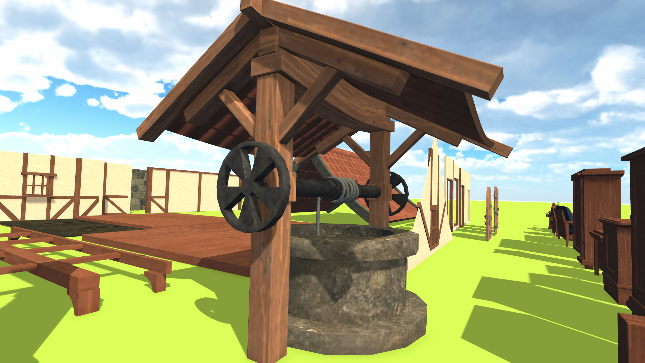 Medieval House with Furniture Collection Low-poly 3D model_25