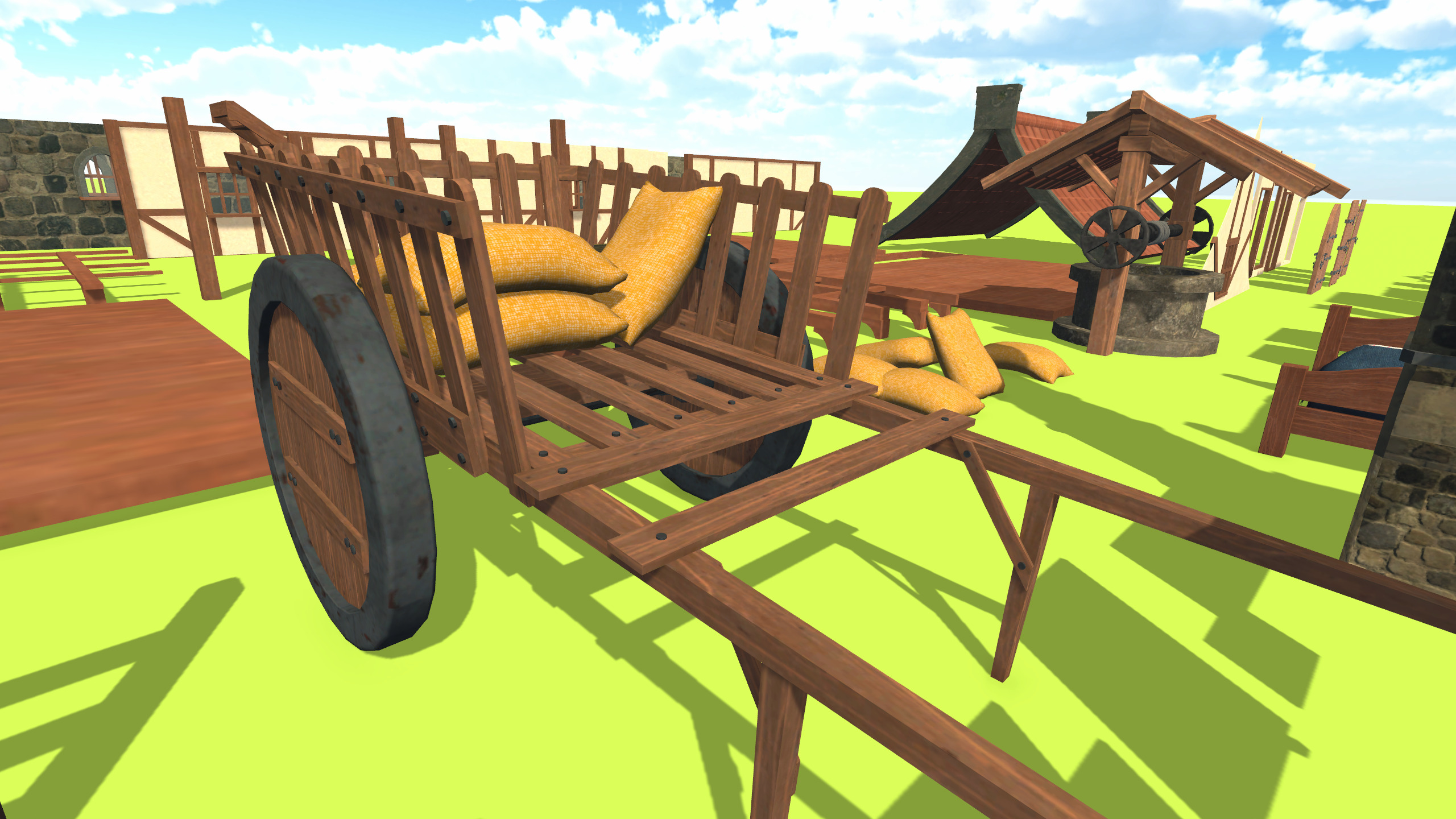 Medieval House with Furniture Collection Low-poly 3D model_12