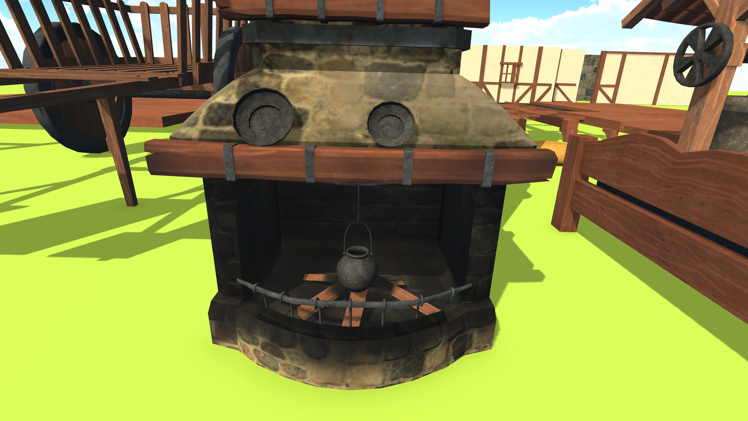 Medieval House with Furniture Collection Low-poly 3D model_9